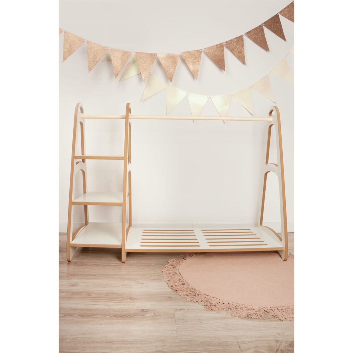 MAXI garderoba szafa wieszak montessori + 5 drewnianych wieszaczków