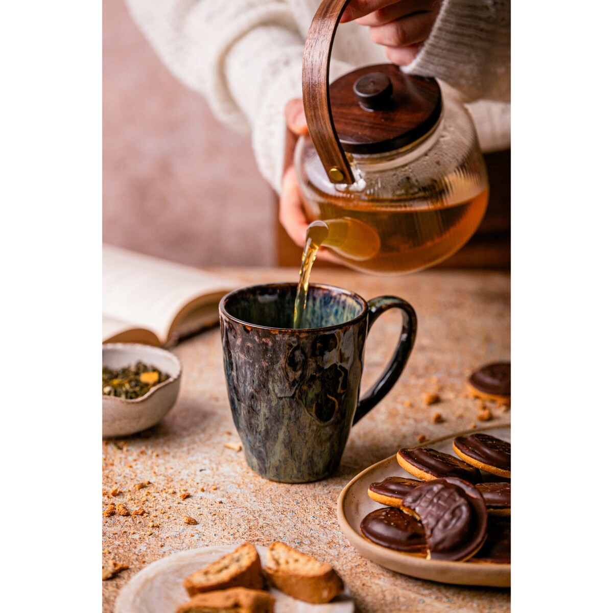 Zestaw kubków Kasai żółto-zielony dla 12 osób Nowoczesny Do zmywarki Komplet