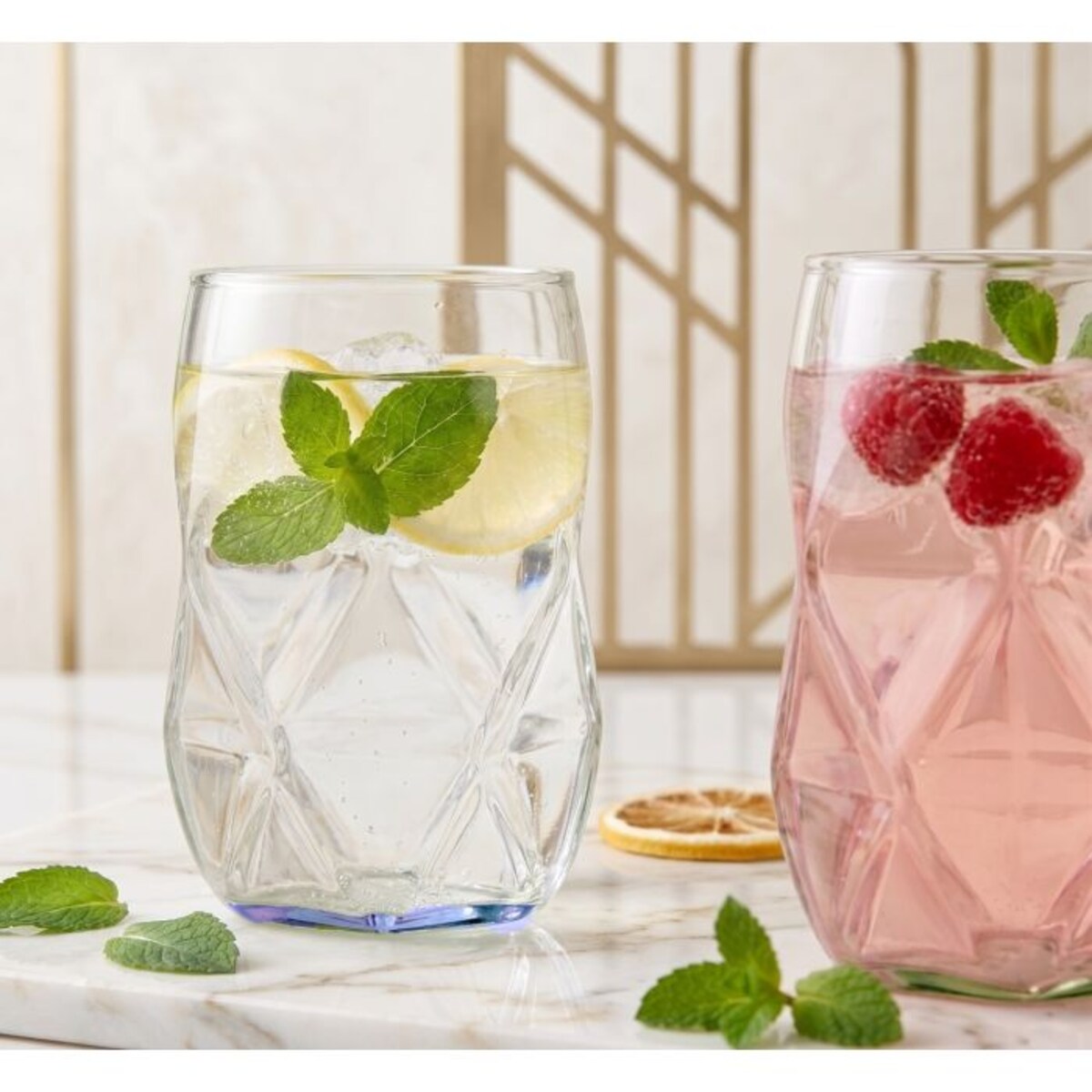 Komplet 4 szklanek z niebieskim dnem 450 ml Geo Fondo Blue 32187