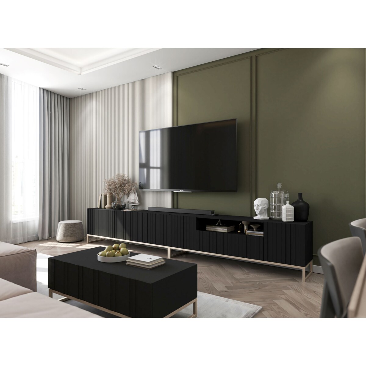 Nowoczesny Stolik kawowy Glamour prostokątny elegancka ława czarny Mat 110 cm