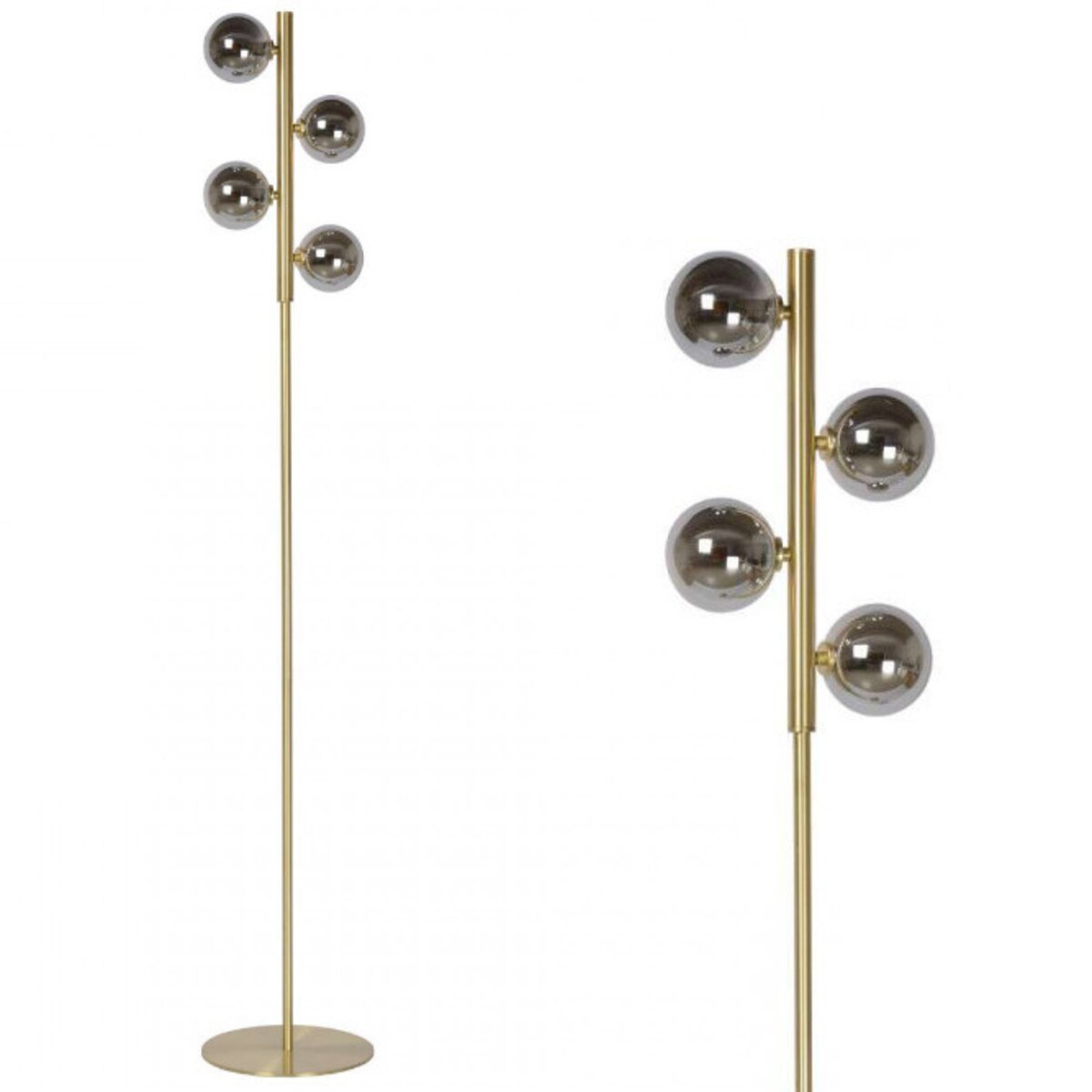 Loftowa LAMPA podłogowa TYCHO 45774/04/02 Lucide stojąca OPRAWA szklane kule przydymione mosiądz