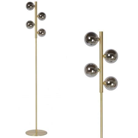 Loftowa LAMPA podłogowa TYCHO 45774/04/02 Lucide stojąca OPRAWA szklane kule przydymione mosiądz