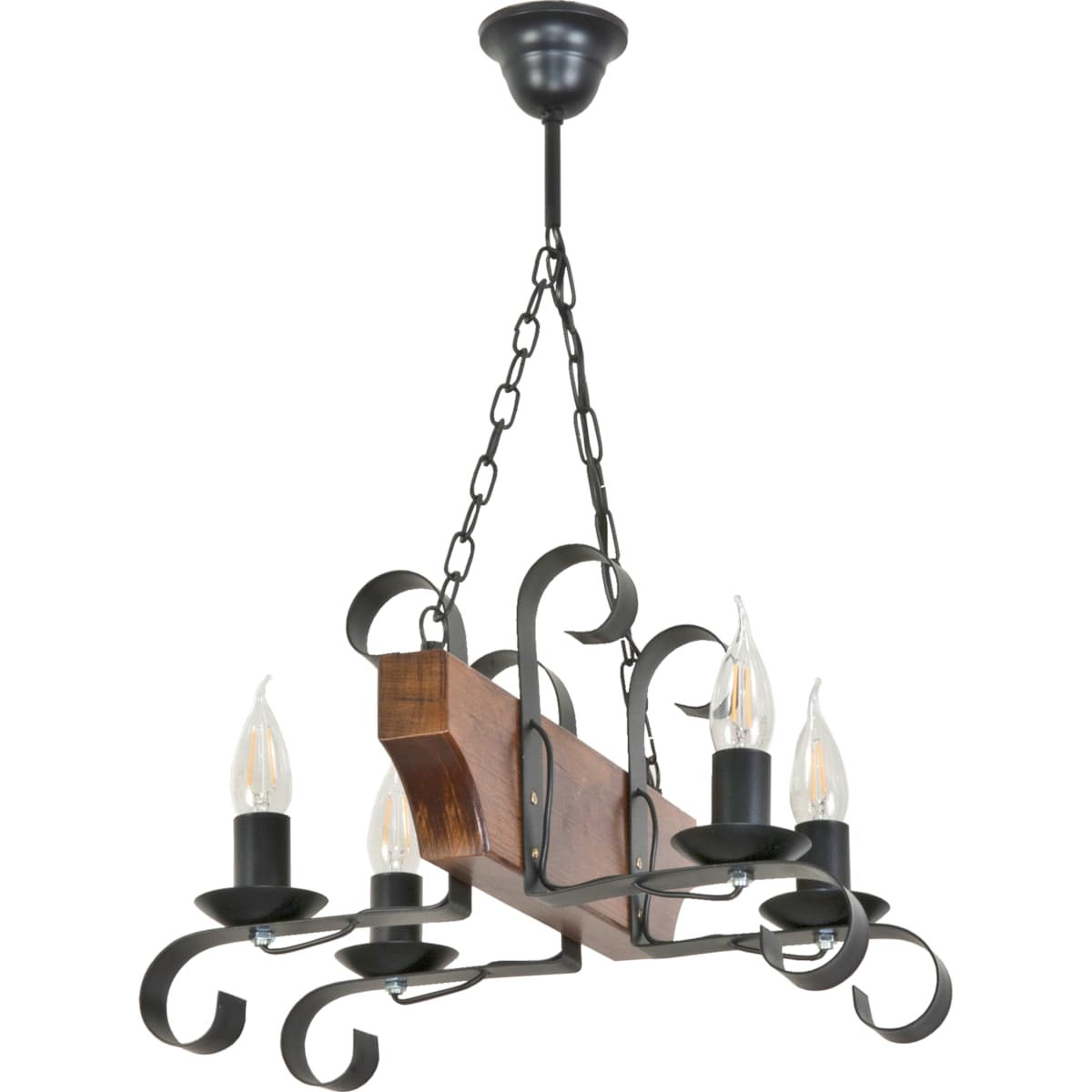 drewniana lampa wisząca 4 punktowa edylit retro