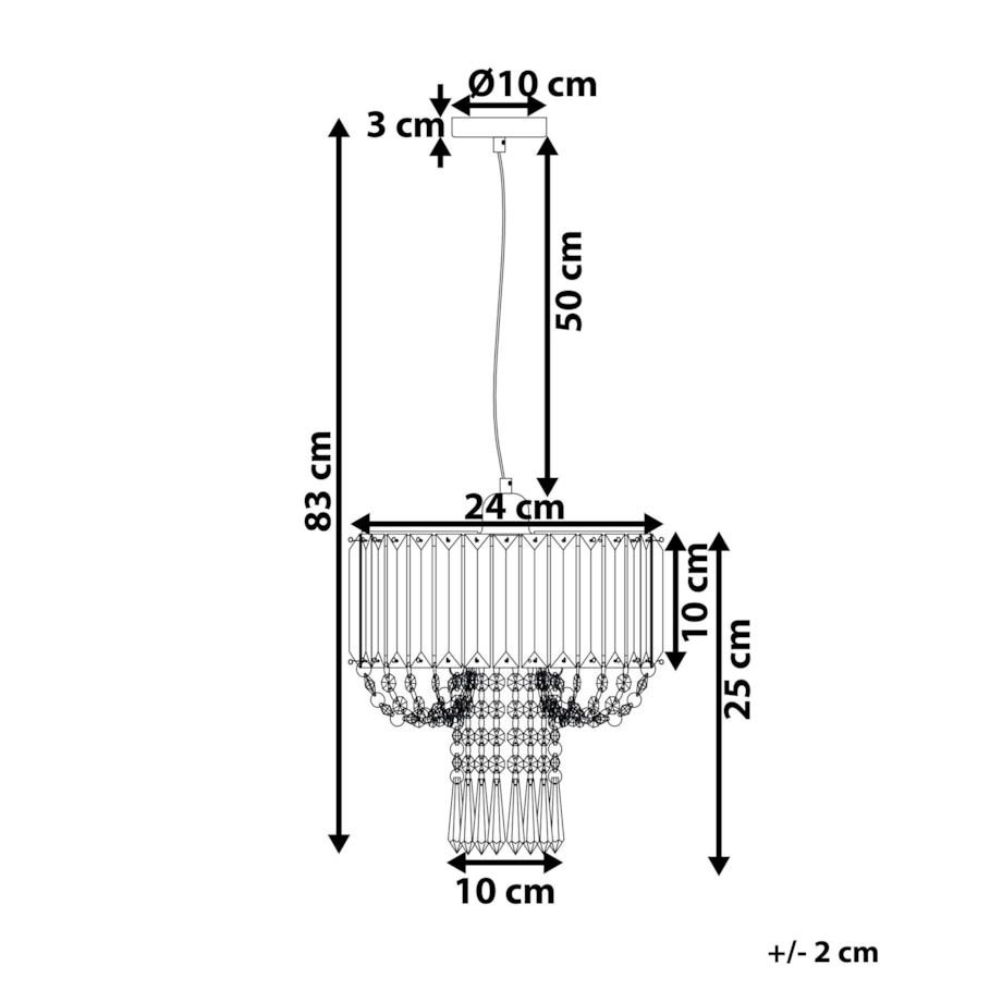 Żyrandol z akrylowymi kryształkami szary ADORN