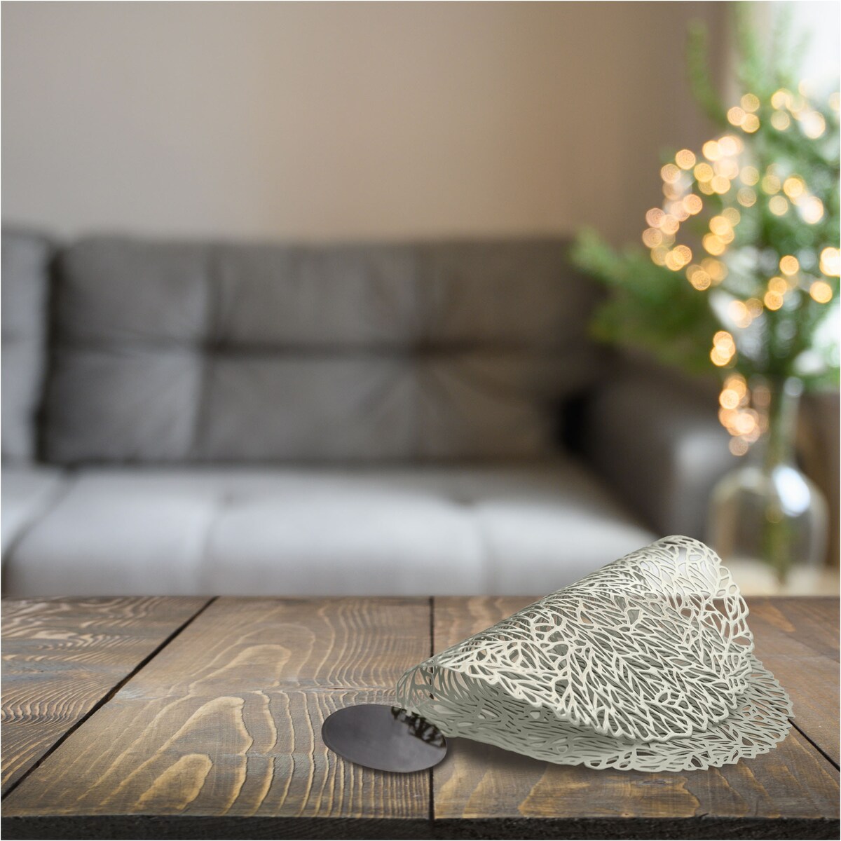 Podkładka Ażurowa Na Stół Mata Stołowa Pod Talerz Ozdoba 38 Cm Pvc Srebrna