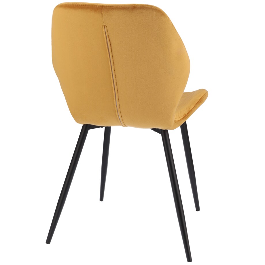 Krzesło tapicerowane welurowe MILARE musztardowe