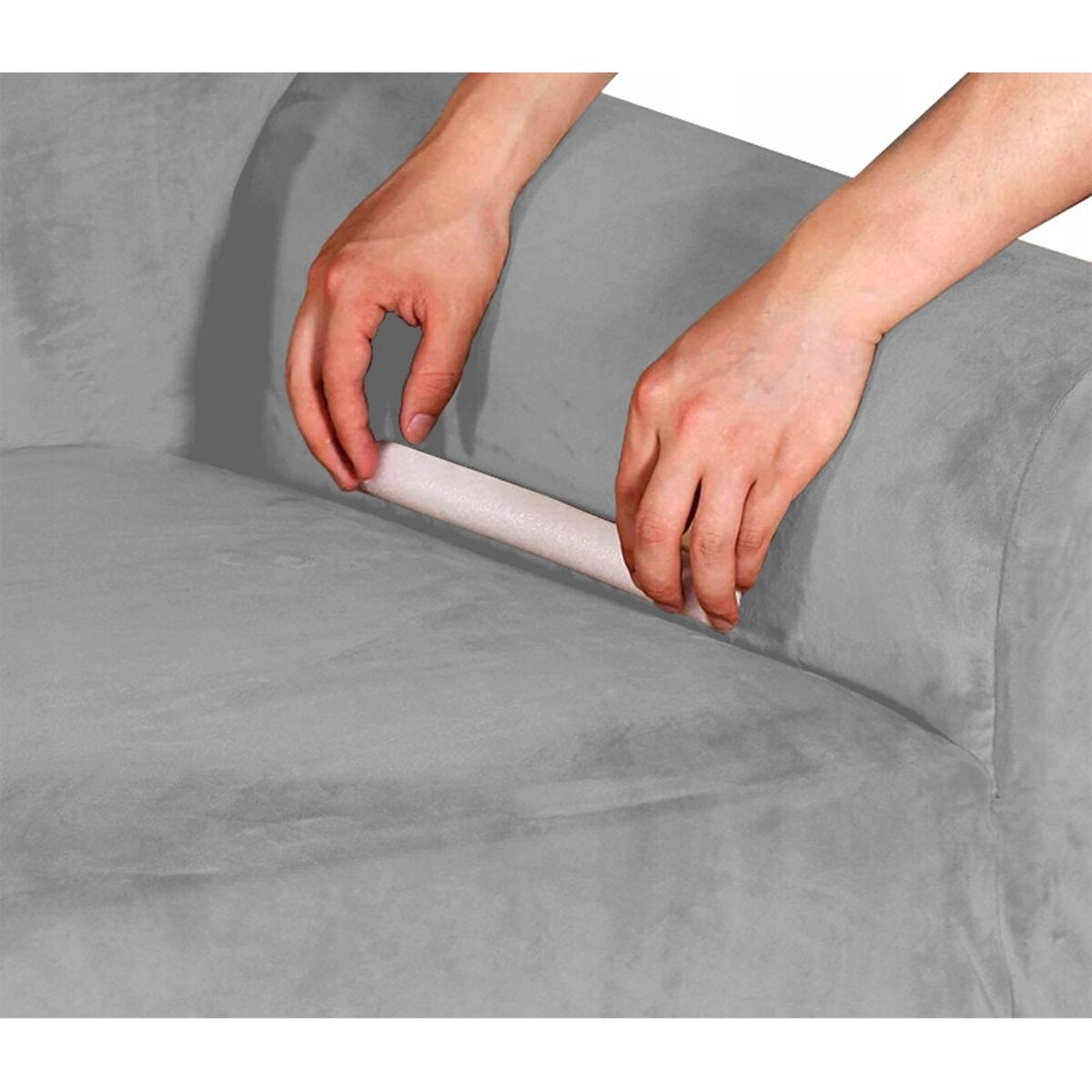 POKROWIEC NA KANAPĘ JASNY SZARY WELUR 3 OSOBOWY [22W3]