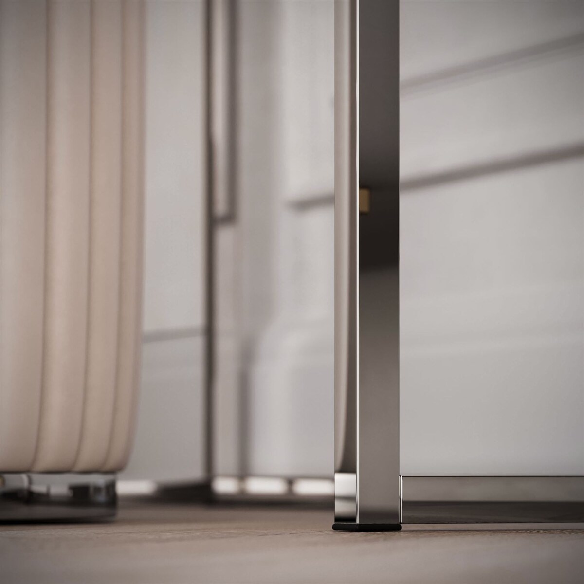 Toaletka kosmetyczna QUINNIE KASZMIR z lustrem LED chrom, prawa, uchwyt biały kryształ