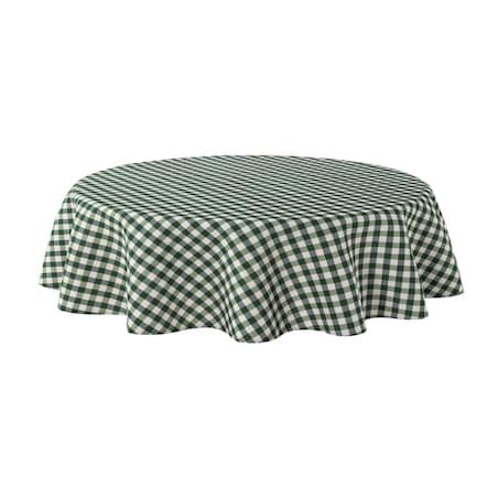 Obrus okrągły 130 x 130 cm zielono-biała kratka (1,5x1,5cm)