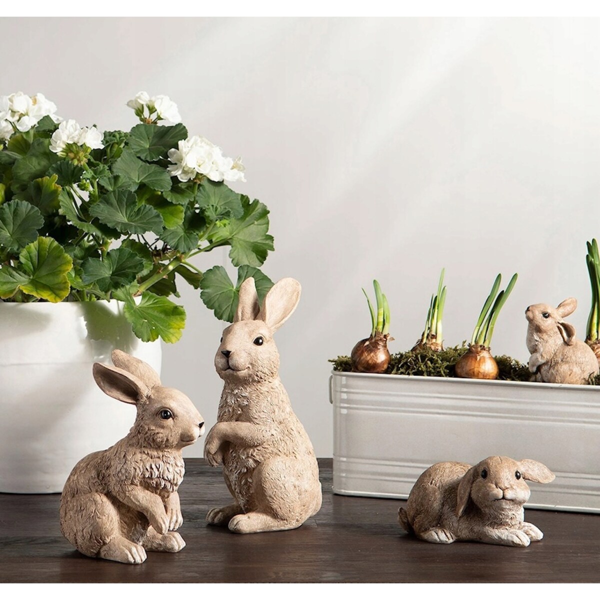ZAJĄC WIELKANOCNY FIGURKA WIELKANOCNA ZAJĄCZEK 2 szt. NA WIELKANOC BEŻOWA