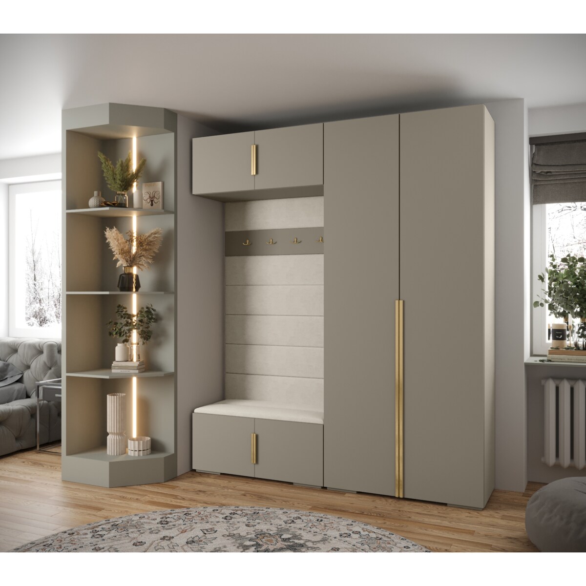 Garderoba do przedpokoju INOVA 1 Z18 kaszmir+złoty+manila02