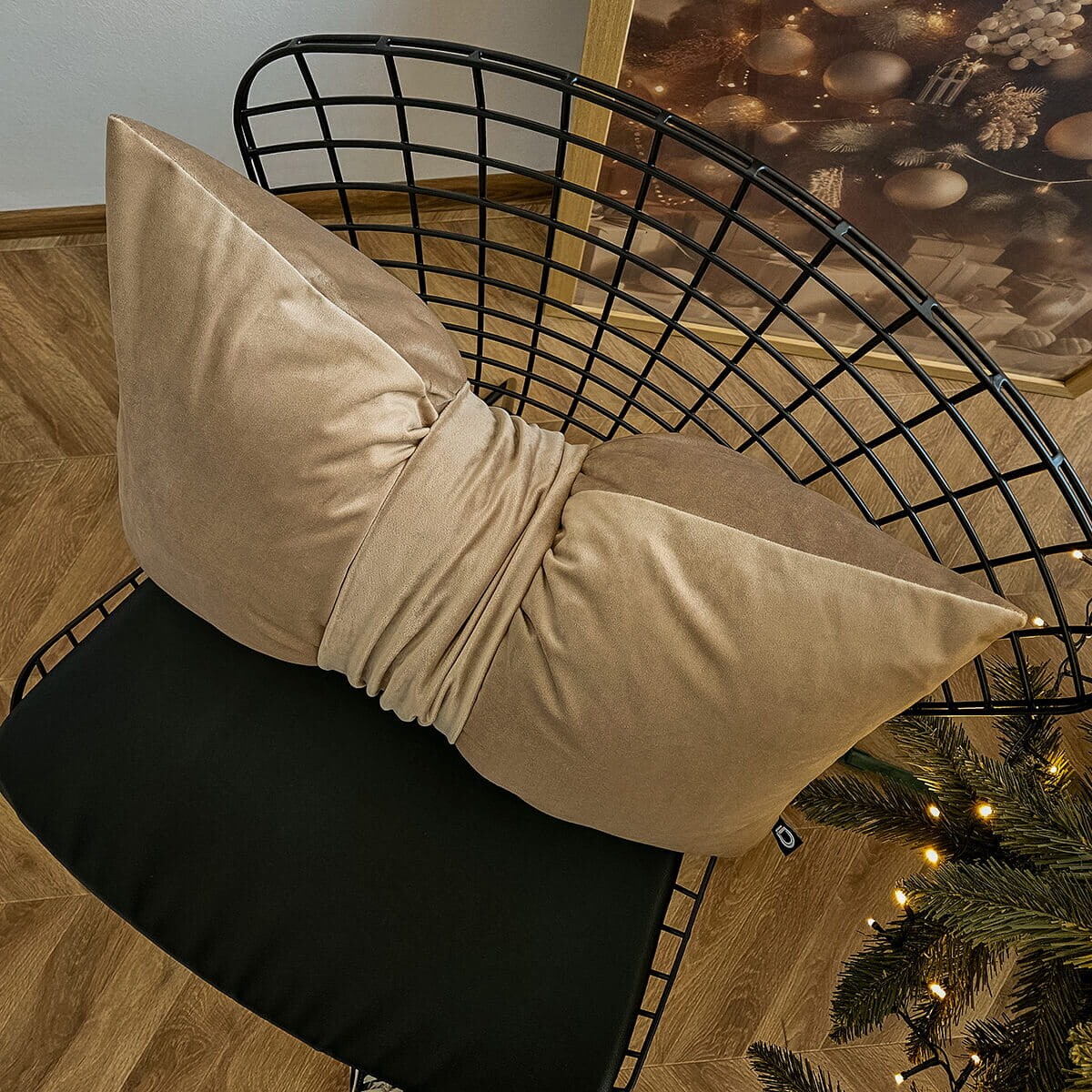 Poduszka XMAS wzór XM48 | Kokarda piaskowa 40 x 60 cm