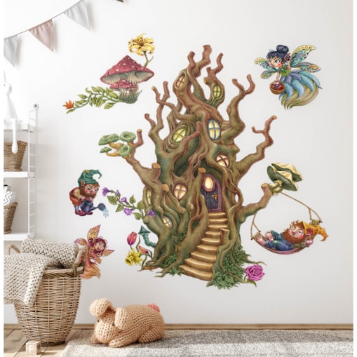 Zestaw naklejek na ścianę, Leśne stworzenia wróżki, 80cm