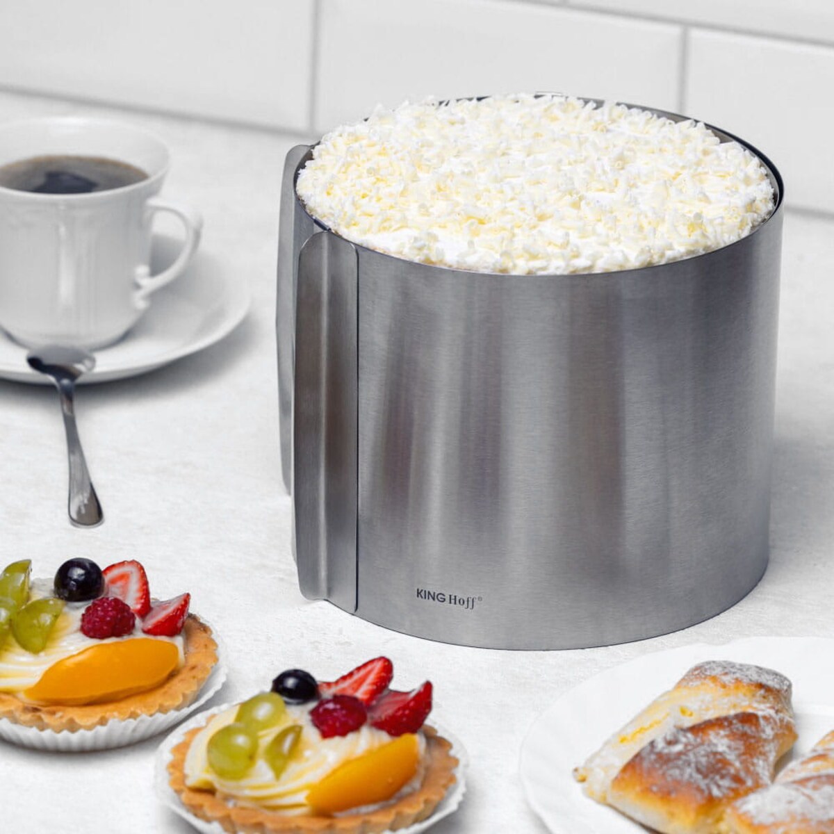 Obręcz forma do tortów regulowana 16-30x15cm KINGHOFF