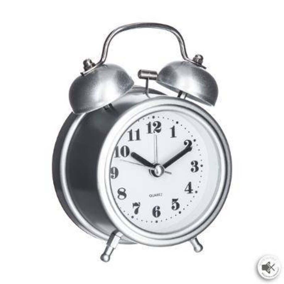 Zegar stołowy w kształcie budzika, Ø 8,5 cm