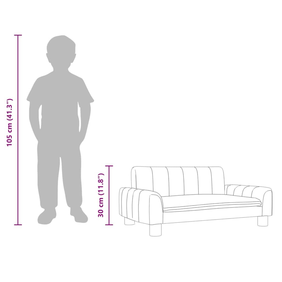 vidaXL Sofa dla dzieci, kremowa, 70x45x30 cm, obita tkaniną