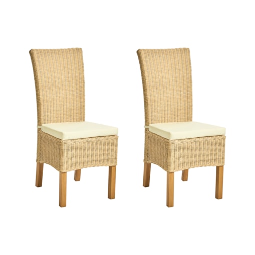 Zestaw 2 krzeseł do jadalni ANDES Rattan Naturalny