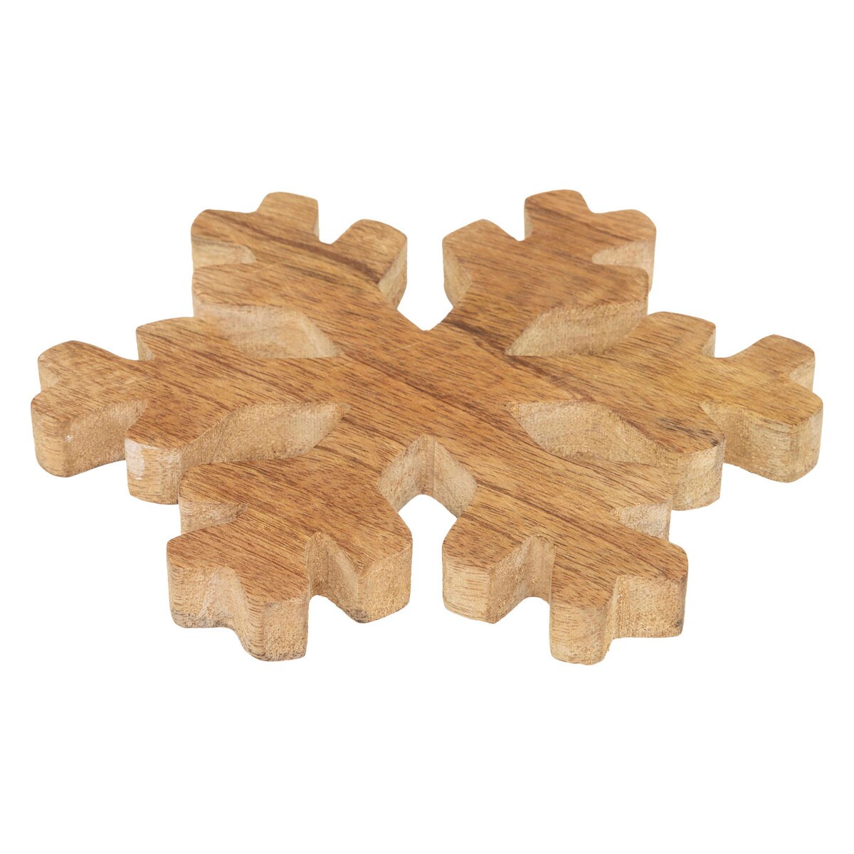 Drewniana podkładka pod szklankę w kształcie śnieżynki, Ø 19 cm