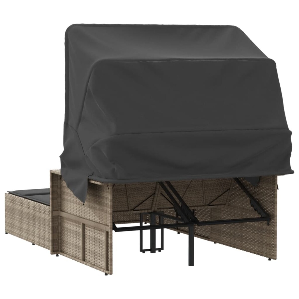 vidaXL Podwójna leżanka z zadaszeniem i poduszkami, jasnoszara