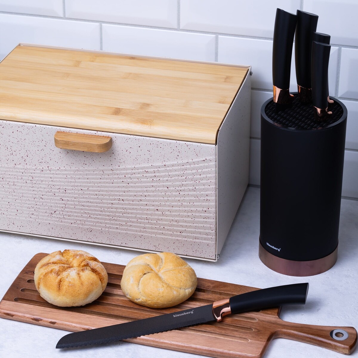Zestaw noży kuchennych w bloku 5 elementów noże czarne KLAUSBERG