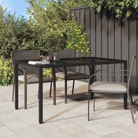 vidaXL Czarny stół do jadalni 150x90x75 cm Polirattan