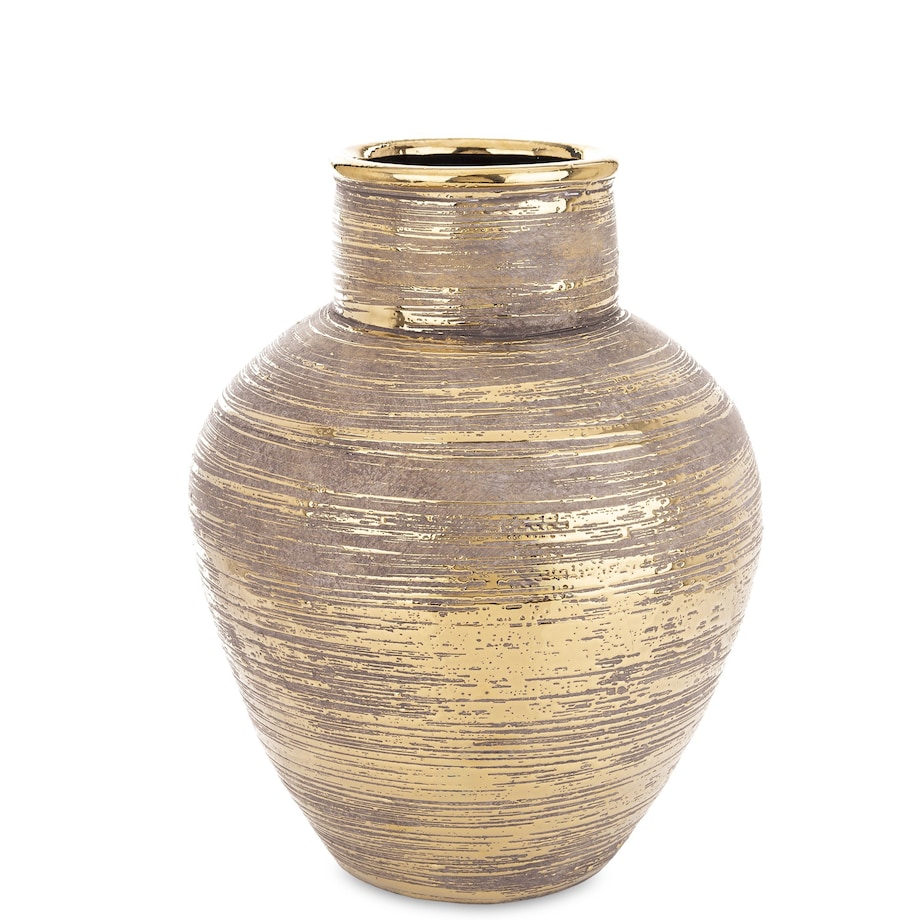 Wazon ceramiczny złoty, postarzany 35x26x26 cm JULITTA big