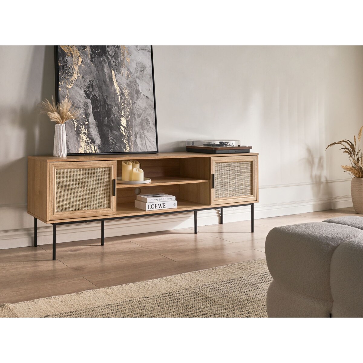 Szafka RTV PASCO Rattan Jasnobrązowy