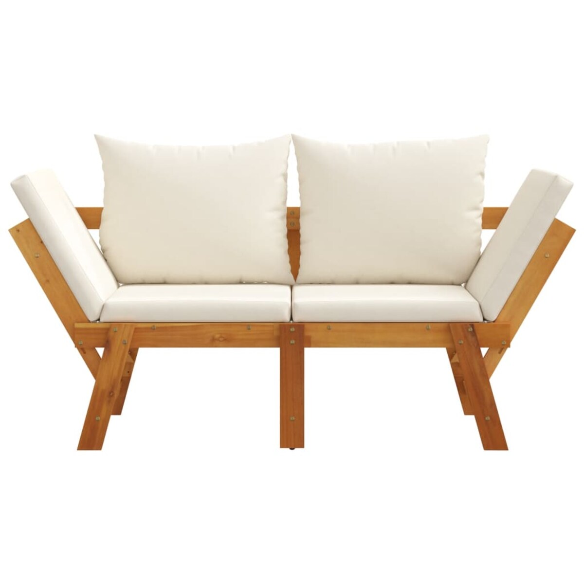 vidaXL Ławka ogrodowa z poduszkami, 2-w-1, lite drewno akacjowe