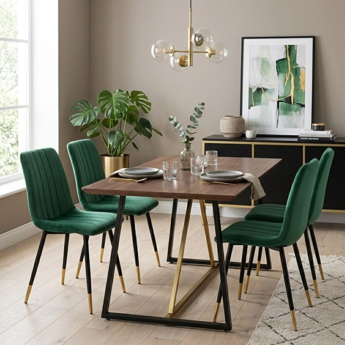 Krzesło welurowe pikowane tapicerowane metalowe nogi do jadalni salonu loft