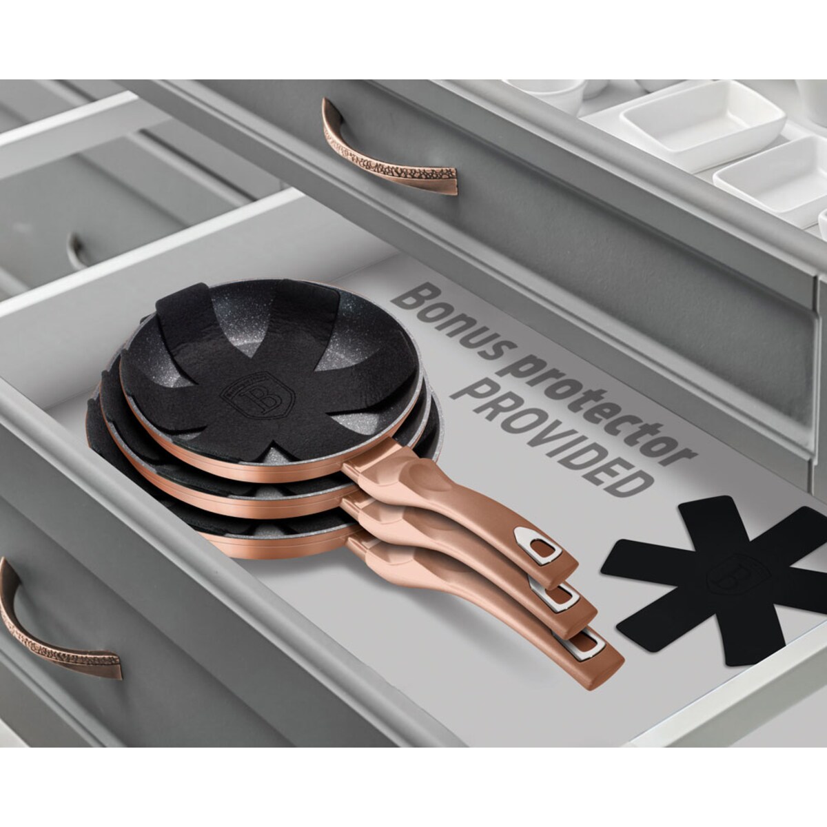 Patelnia z powłoką granitową 20cm BERLINGER HAUS Metallic Rosegold Line