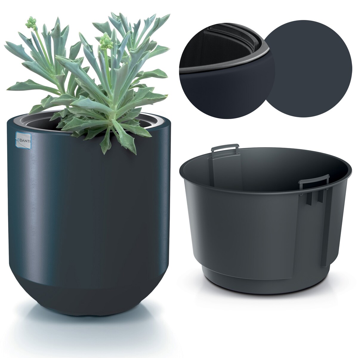 Doniczka Donica Ogrodowa 39 Cm Okrągła Na Taras Do Ogrodu Domu Antracytowa