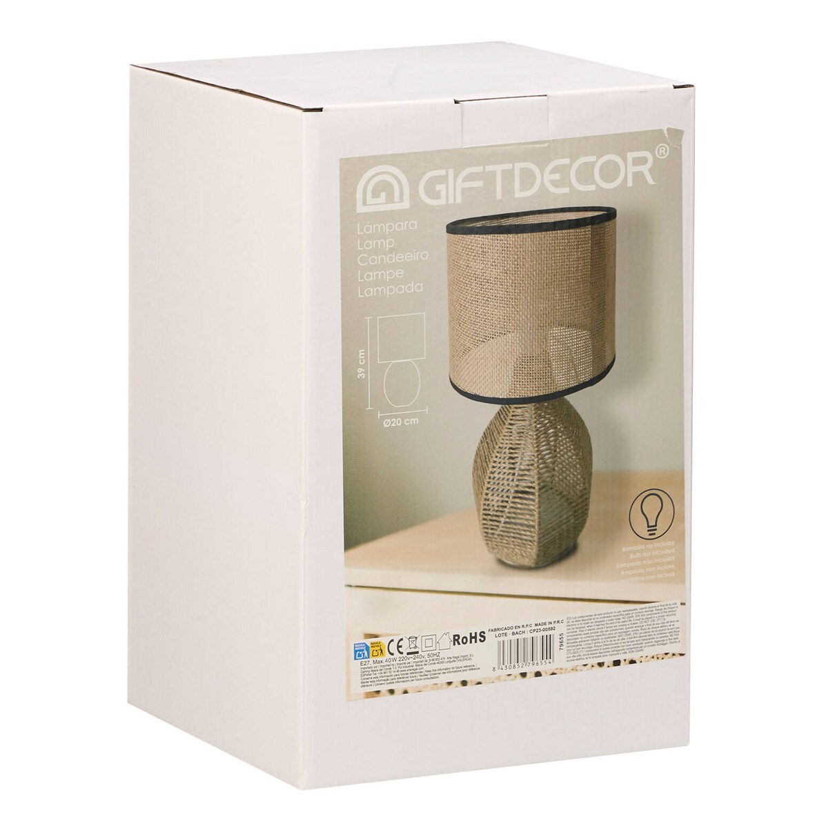 Lampka nocna z abażurem z plecionki wiedeńskiej, Ø 20 cm