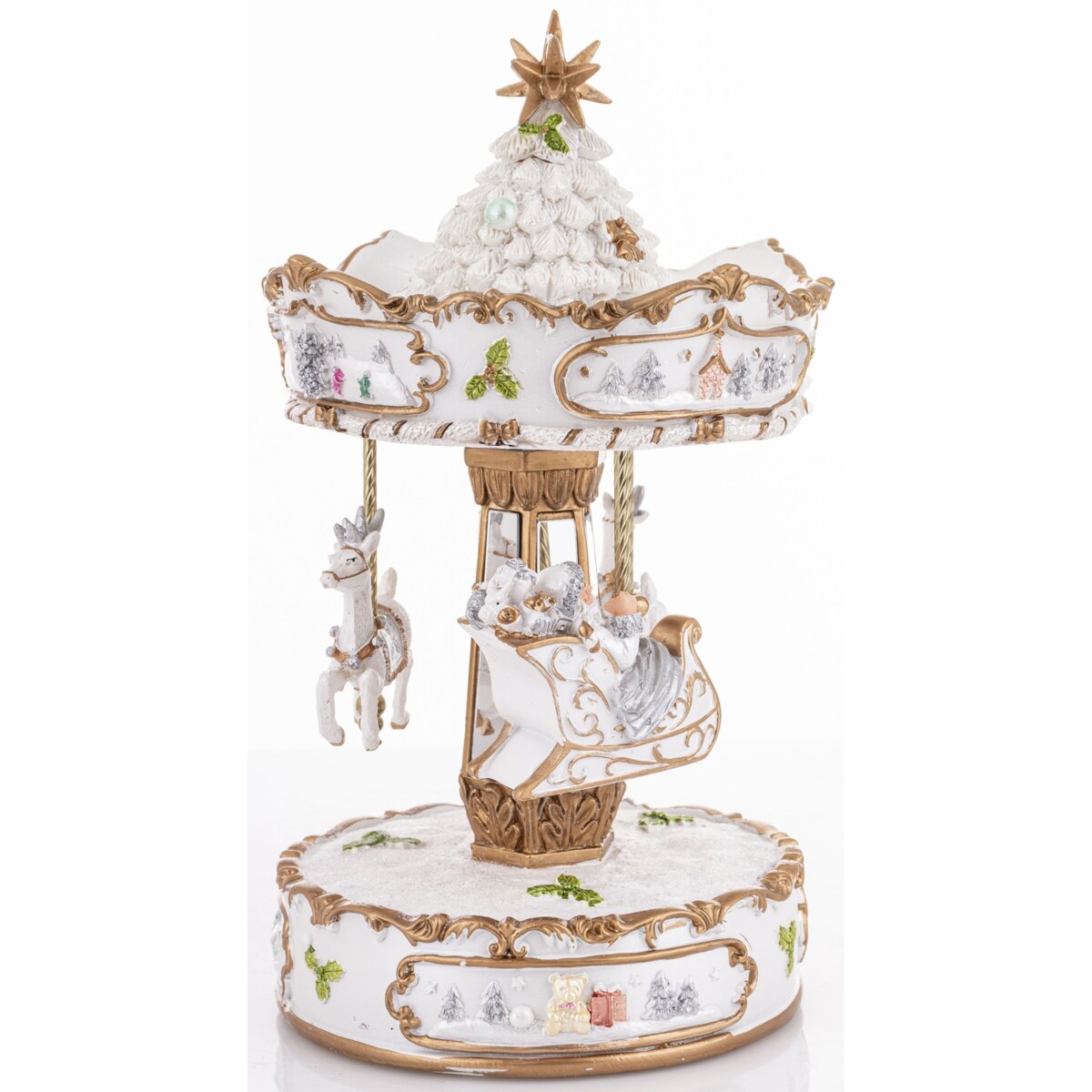 Dekoracja - karuzela z pozytywką 25x15x15 cm GIOSTRA-2 biało-złota