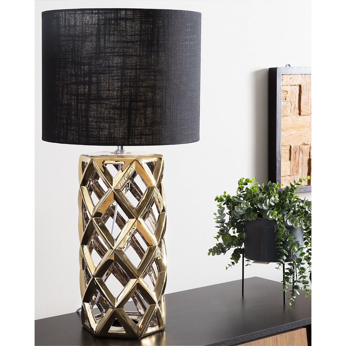 Lampka nocna ceramiczna złota SELJA