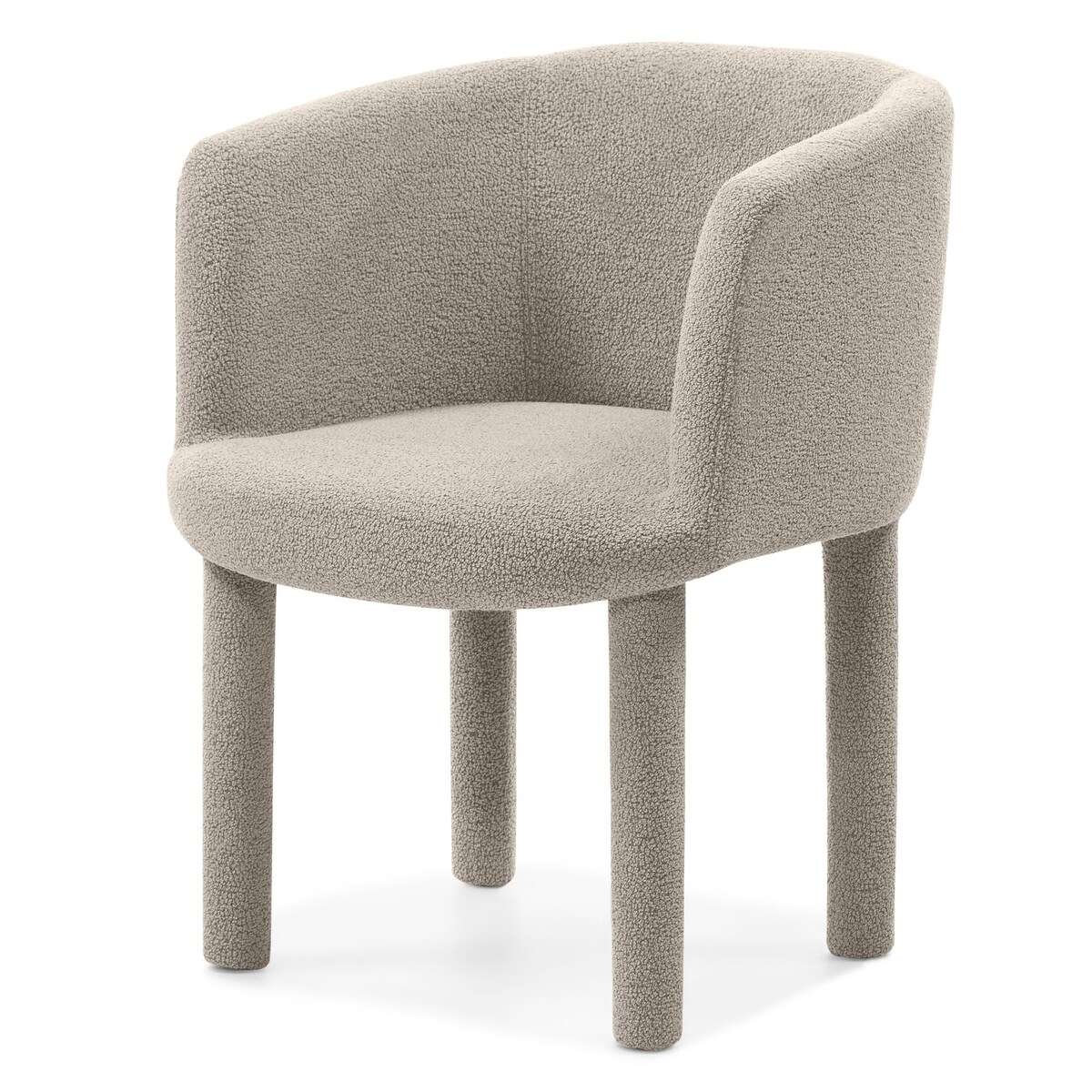 Fotel tapicerowany bouclé szaro-brązowy Moon