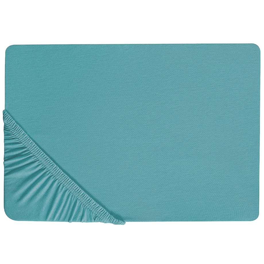 Bawełniane prześcieradło z gumką 180 x 200 cm turkusowe HOFUF