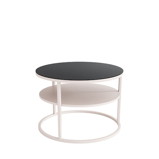 Stolik Kawowy CIRI GLASS KASZMIR z półką, blat czarne szkło