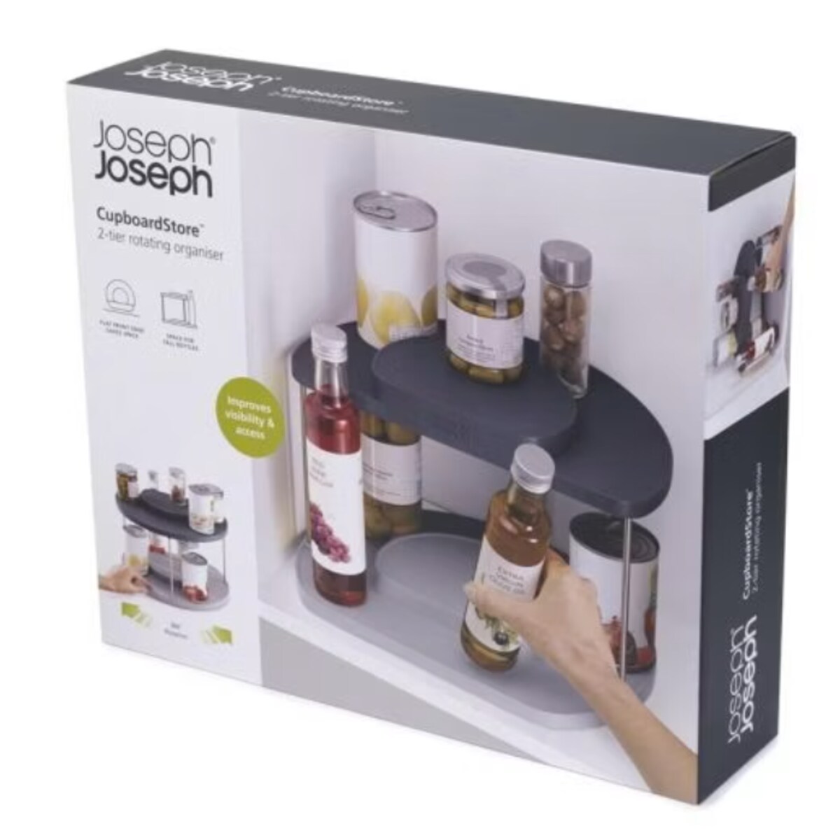Dwupoziomowy organizer do szafki kuchennej obrotowy CupboardStore, 20.2 x 33 x 28 cm, Joseph Joseph