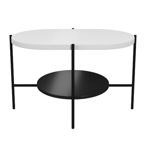 Nowoczesny stolik kawowy Dancan ARENA / czarna podstawa + biały i czarny blat