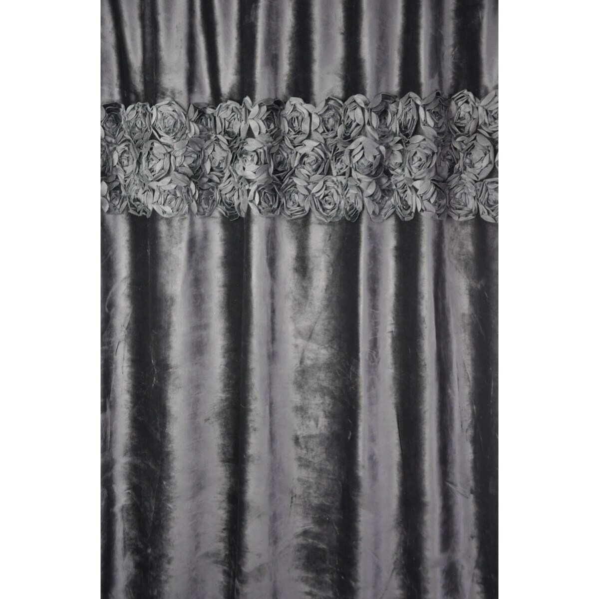 Zasłona welurowa "royal roses" z wyszywanymi różami 140x270 cm taśma | czarna