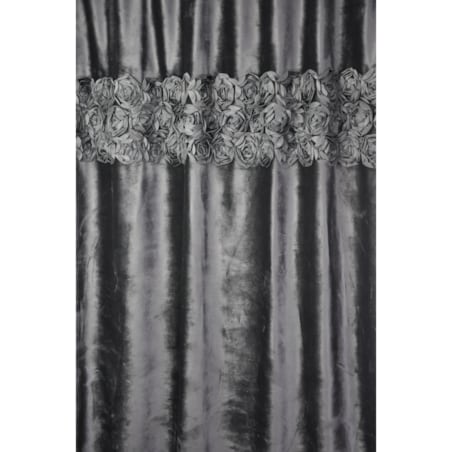 Zasłona welurowa "royal roses" z wyszywanymi różami 140x270 cm taśma | czarna