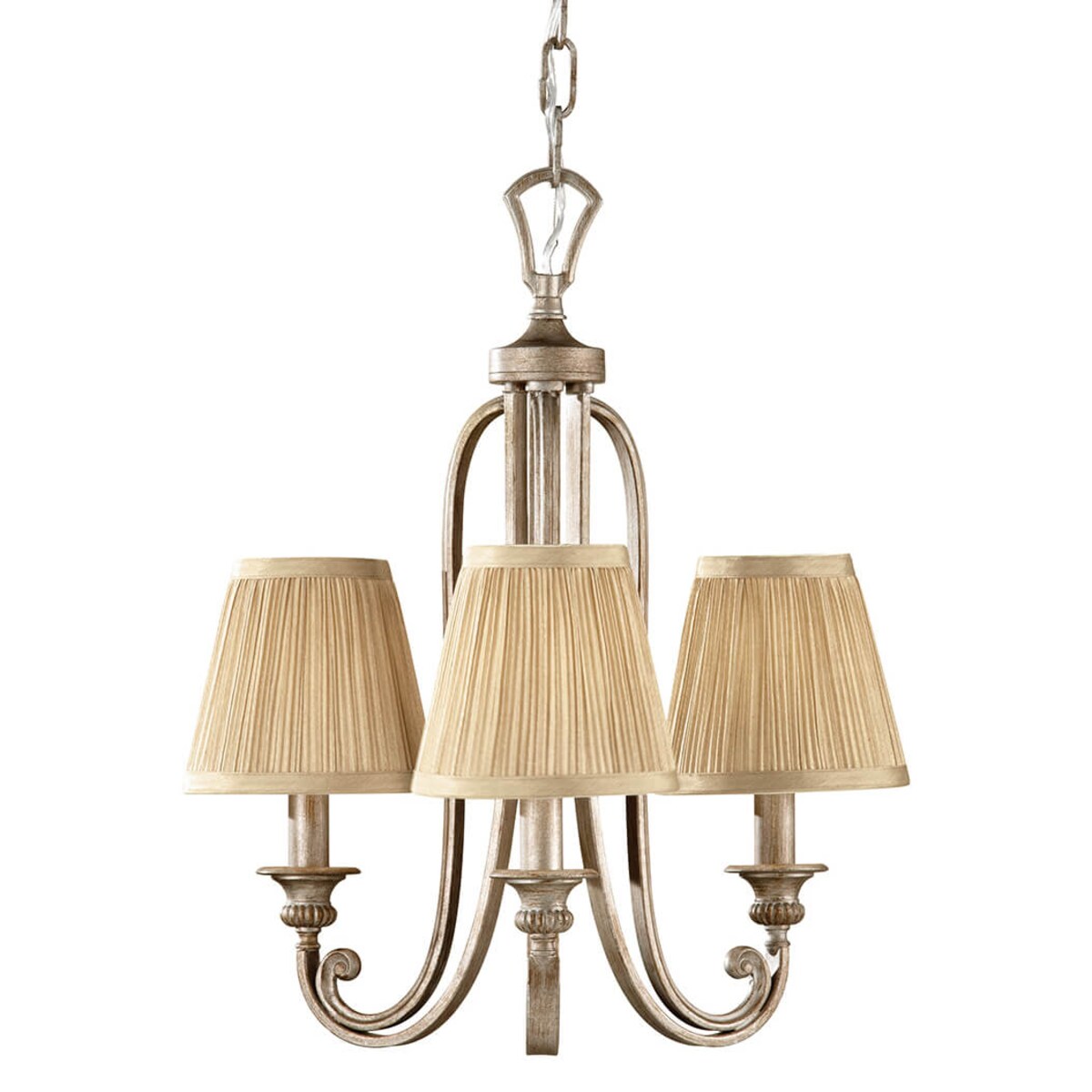 Abażurowy żyrandol Abbey FE-ABBEY3 Feiss potrójny piaskowy srebrny