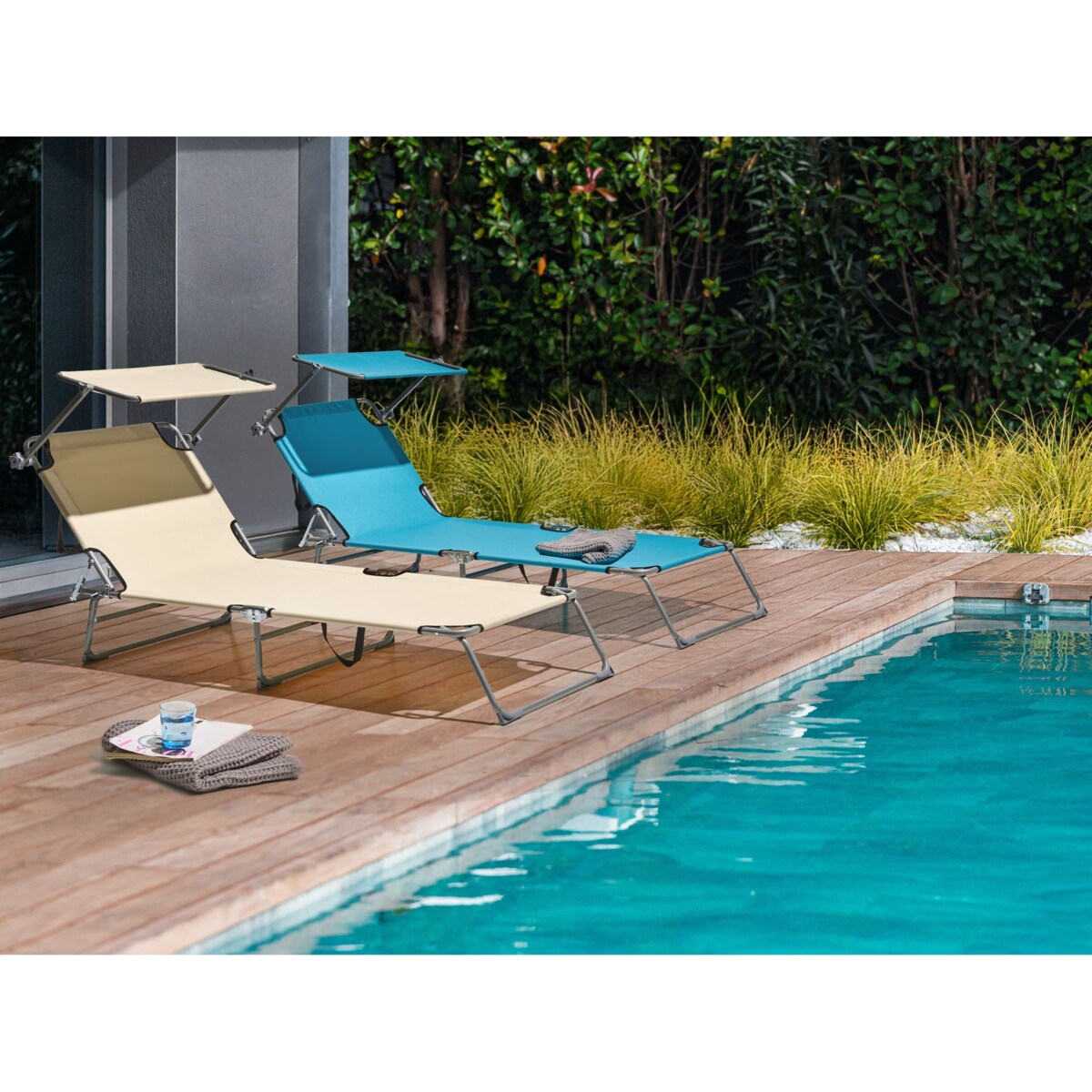 Leżak ogrodowy FOLIGNO Metal Beżowy