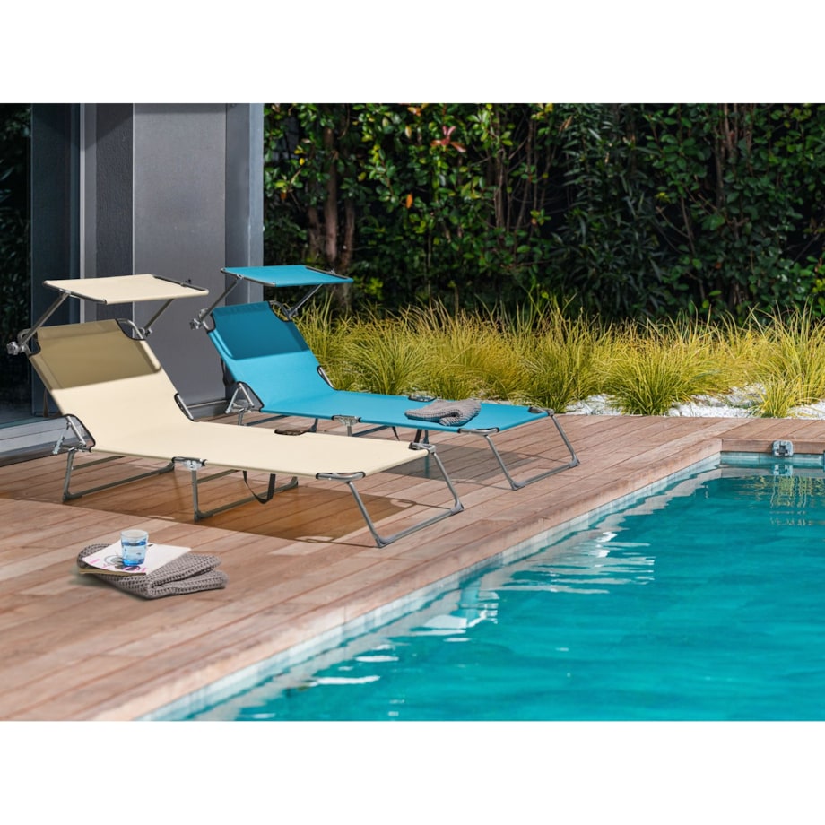 Leżak ogrodowy FOLIGNO Metal Beżowy