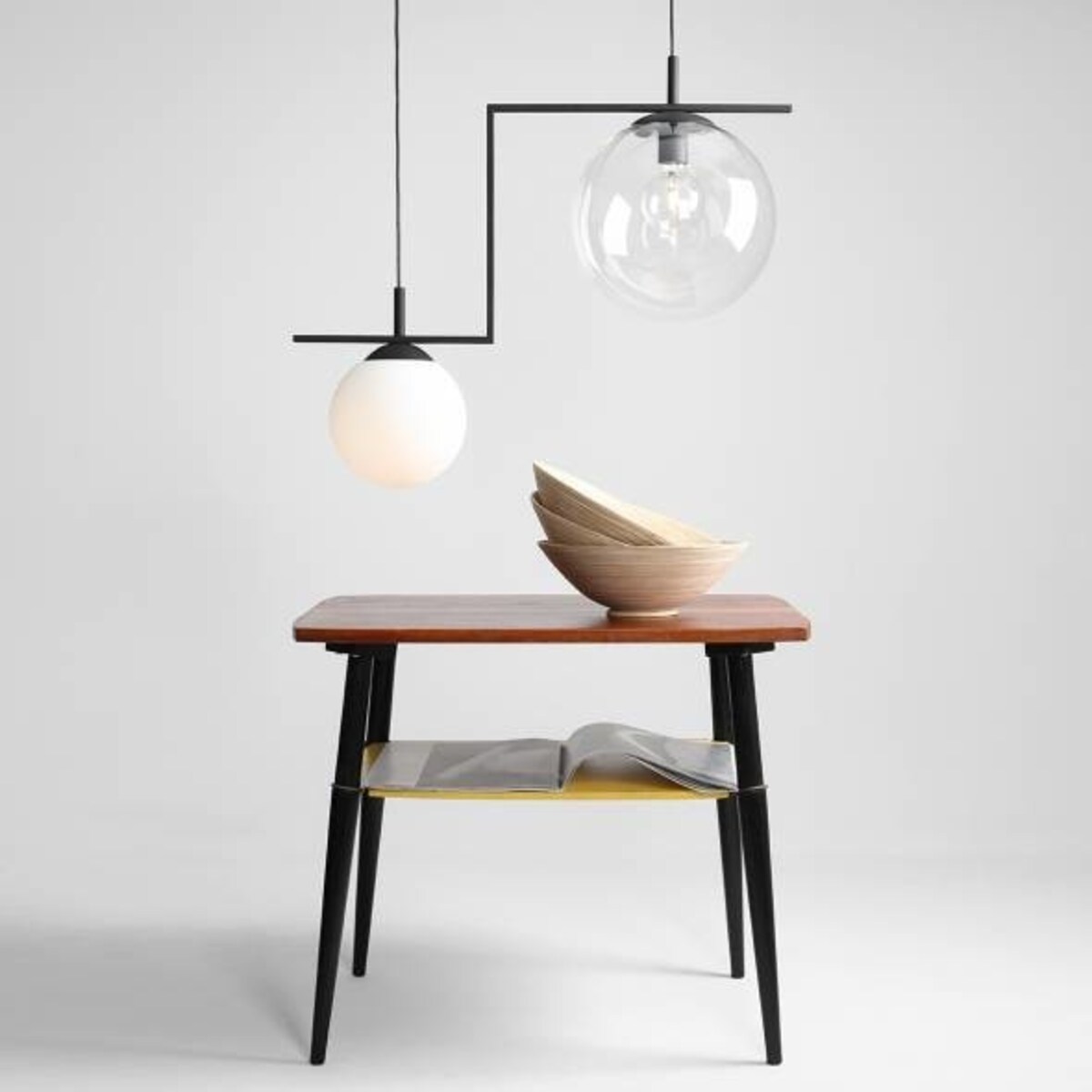 Modernistyczna lampa wisząca 1038H1 Aldex szklane kule ZWIS do jadalni przezroczysty