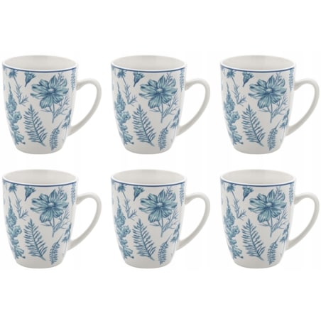 KUBEK KOMPLET 6szt NIEBIESKIE KWIATY zioła 350 ml na kawę PREZENT herbatę