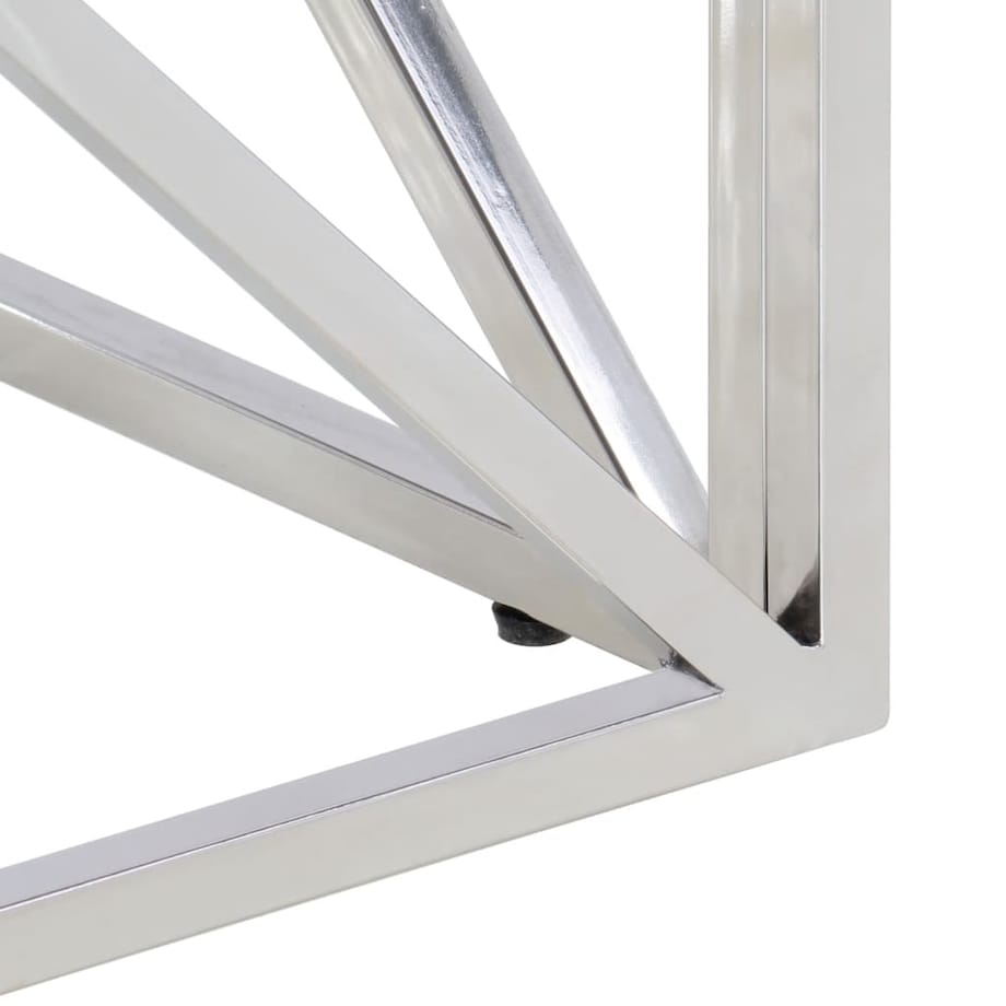 vidaXL Stolik kawowy, srebrny, stal nierdzewna i szkło hartowane