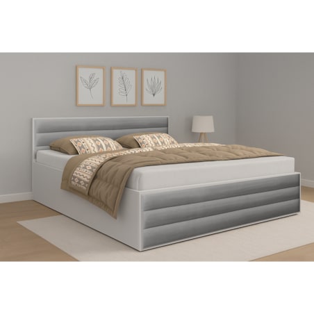 Łóżko ALDO 3 160x200 z potrójnymi panelami i pojemnikiem- szare