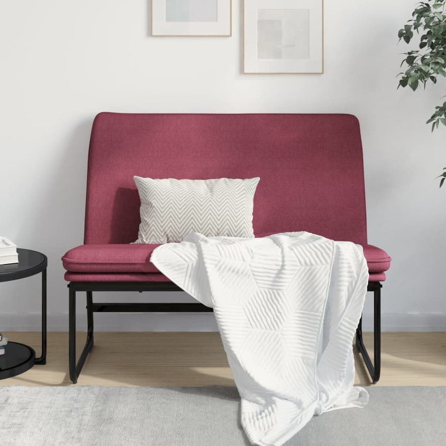 vidaXL Ławka, winna czerwień, 100x75x76 cm, obita tkaniną