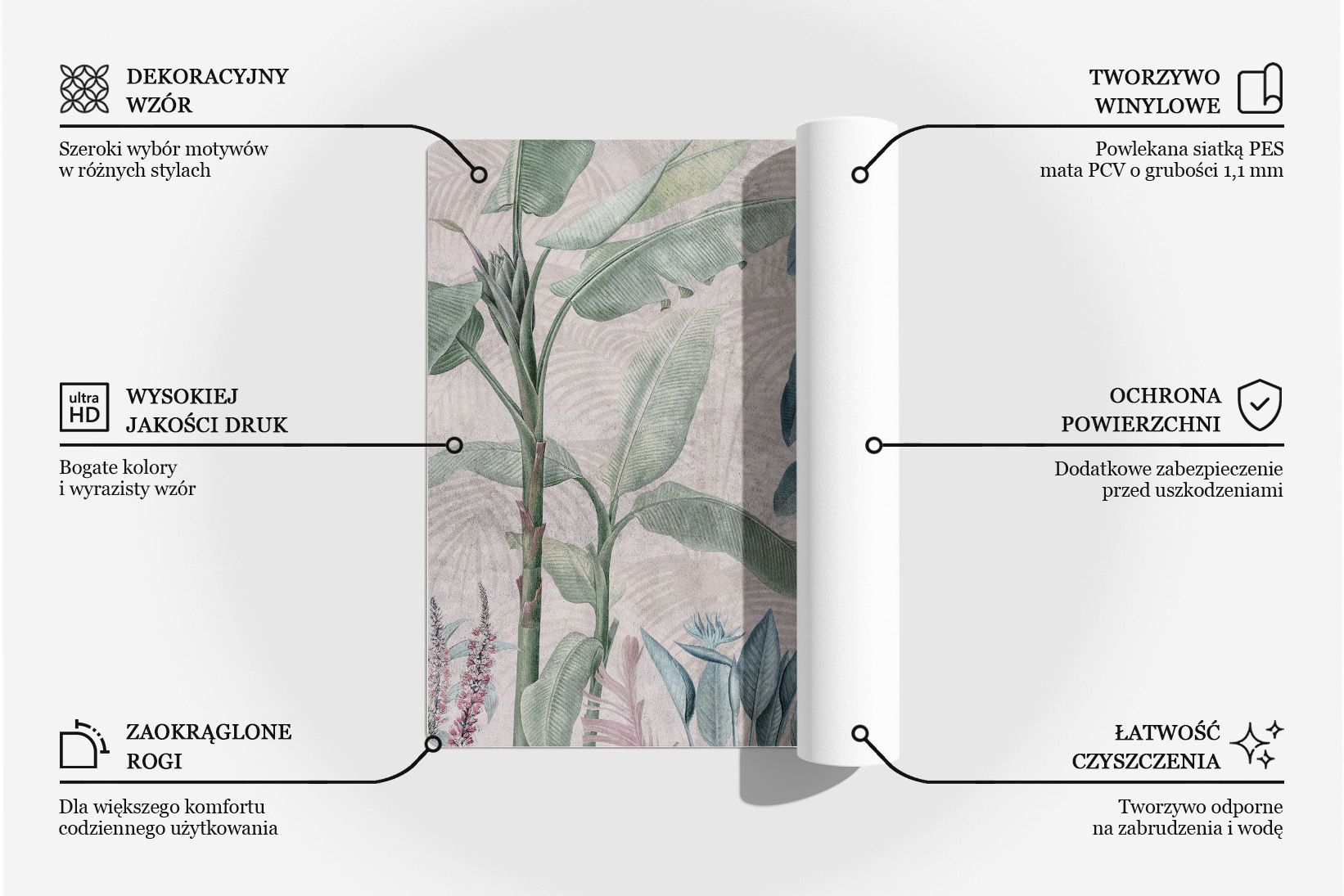 Czarna mata na biurko Kolor Ciemny grafitowy, 100x50 cm
